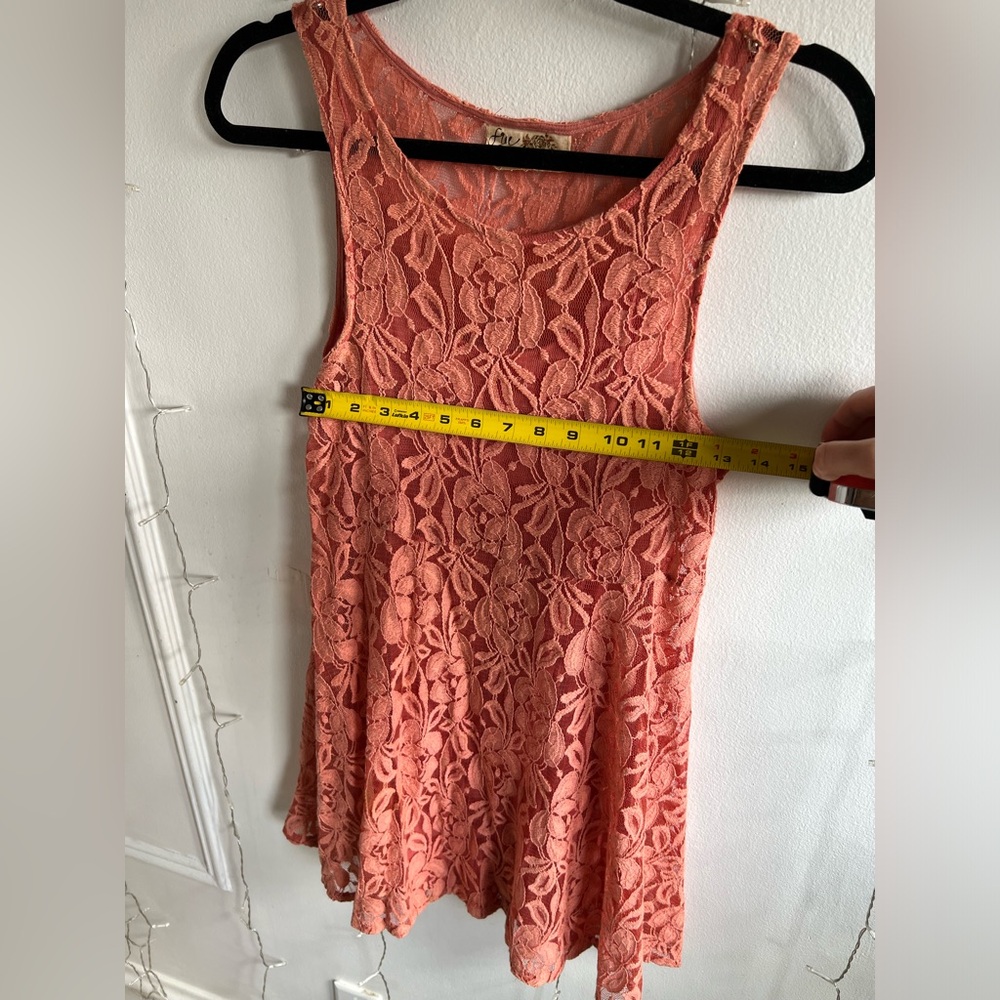 Free People Coral Lace Dress With Slip - Picture 3 of 5